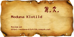 Moduna Klotild névjegykártya
